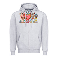 Heather Grey peace love 100 days of school Zipper Hoodie - RacoonDesign