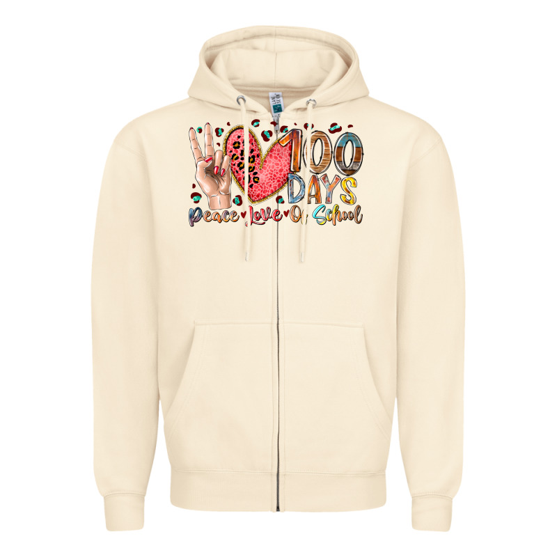 Peace Love 100 Days Of School Zipper Hoodie by RacoonDesign | Teevron