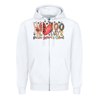 White peace love 100 days of school Zipper Hoodie - RacoonDesign