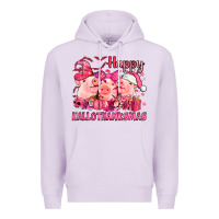 Lilac Happy Hallothanksmas Pigs pink Premium Hoodie - NancyCooperArtShop