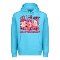 Ocean Blue Happy Hallothanksmas Pigs pink Premium Hoodie - NancyCooperArtShop