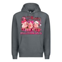 Rock Happy Hallothanksmas Pigs pink Premium Hoodie - NancyCooperArtShop