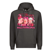Smoke Happy Hallothanksmas Pigs pink Premium Hoodie - NancyCooperArtShop