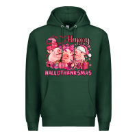 Sports Green Happy Hallothanksmas Pigs pink Premium Hoodie - NancyCooperArtShop