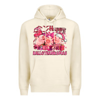 Tofu Happy Hallothanksmas Pigs pink Premium Hoodie - NancyCooperArtShop
