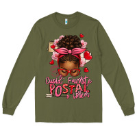 Army Green cupid's favorite postal worker afro messy bun Long Sleeve Tee - texasbilliewilder