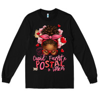 Black cupid's favorite postal worker afro messy bun Long Sleeve Tee - texasbilliewilder