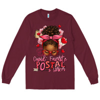 Burgundy cupid's favorite postal worker afro messy bun Long Sleeve Tee - texasbilliewilder