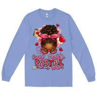 Colony Blue cupid's favorite postal worker afro messy bun Long Sleeve Tee - texasbilliewilder