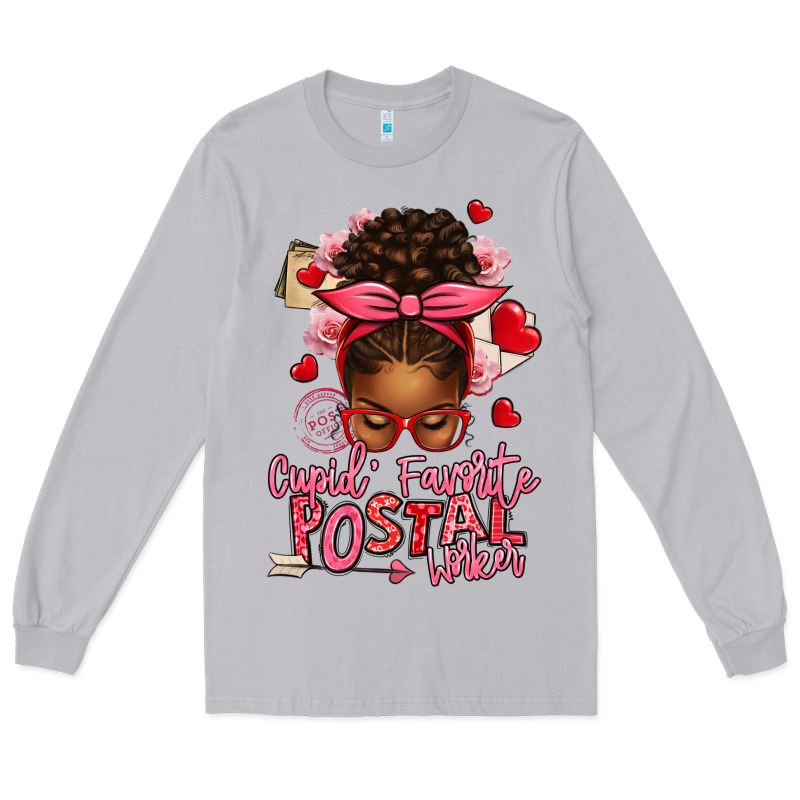 Cupid's Favorite Postal Worker Afro Messy Bun Long Sleeve Tee by texasbilliewilder | Teevron