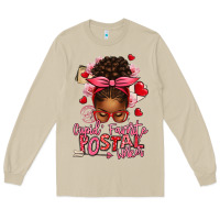 Mushroom cupid's favorite postal worker afro messy bun Long Sleeve Tee - texasbilliewilder