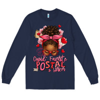 Navy cupid's favorite postal worker afro messy bun Long Sleeve Tee - texasbilliewilder
