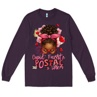 Plum cupid's favorite postal worker afro messy bun Long Sleeve Tee - texasbilliewilder