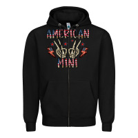 Black american mini Zipper Hoodie - CowhideDigitalArt