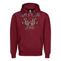 Burgundy american mini Zipper Hoodie - CowhideDigitalArt