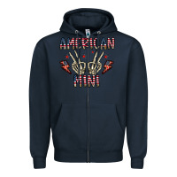 Navy american mini Zipper Hoodie - CowhideDigitalArt