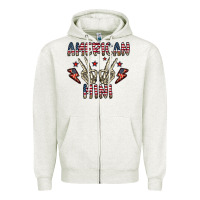 Oatmeal Heather american mini Zipper Hoodie - CowhideDigitalArt