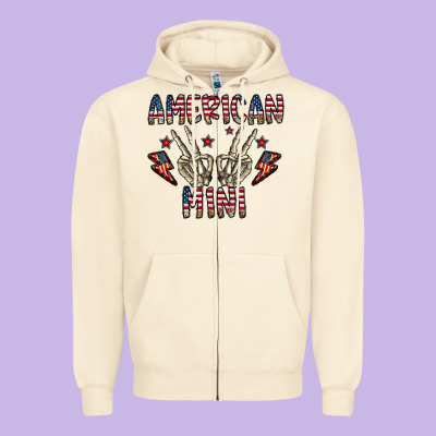 American Mini Zipper Hoodie Designed By Cowhidedigitalart