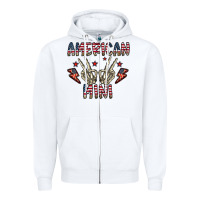 White american mini Zipper Hoodie - CowhideDigitalArt
