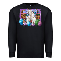 Black goat family eggs flowers leopard serape glitter Premium Sweatshirt - Artiststas