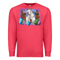 Cardinal goat family eggs flowers leopard serape glitter Premium Sweatshirt - Artiststas