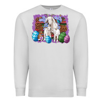 Dove Grey goat family eggs flowers leopard serape glitter Premium Sweatshirt - Artiststas