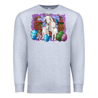 Heather Grey goat family eggs flowers leopard serape glitter Premium Sweatshirt - Artiststas