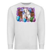 Oatmeal Heather goat family eggs flowers leopard serape glitter Premium Sweatshirt - Artiststas