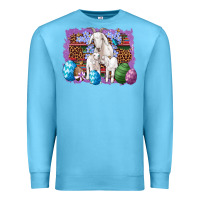 Ocean Blue goat family eggs flowers leopard serape glitter Premium Sweatshirt - Artiststas