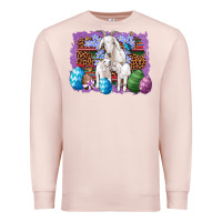 Pale Pink goat family eggs flowers leopard serape glitter Premium Sweatshirt - Artiststas