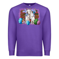 Goat Family Eggs Flowers Leopard Serape Glitter Premium Sweatshirt | Teevron