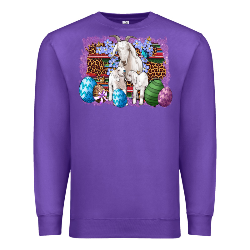 Goat Family Eggs Flowers Leopard Serape Glitter Premium Sweatshirt by Artiststas | Teevron