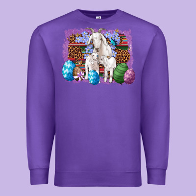 Goat Family Eggs Flowers Leopard Serape Glitter Premium Sweatshirt Designed By Artiststas