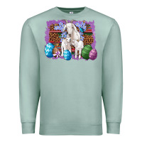 Seafoam goat family eggs flowers leopard serape glitter Premium Sweatshirt - Artiststas