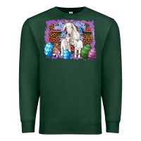 Sports Green goat family eggs flowers leopard serape glitter Premium Sweatshirt - Artiststas