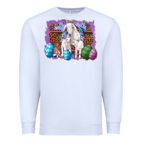 White goat family eggs flowers leopard serape glitter Premium Sweatshirt - Artiststas