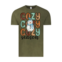 Vintage Olive cozy season snowman Vintage Tee - MaliasSmallBusiness