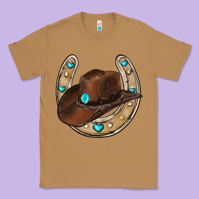 Horseshoe Cowboy Hat Classic Tee Designed By Ranaportraitstore