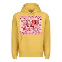 Antique Gold jesus is my valentine Premium Hoodie - MaliasSmallBusiness