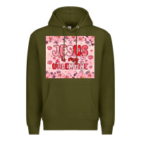 Army Green jesus is my valentine Premium Hoodie - MaliasSmallBusiness