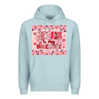 Blue Mist jesus is my valentine Premium Hoodie - MaliasSmallBusiness