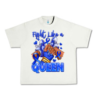 Fight Like A Queen Navy Blue Colon Cancer Afro Gir Urban Heavy Tee | Teevron