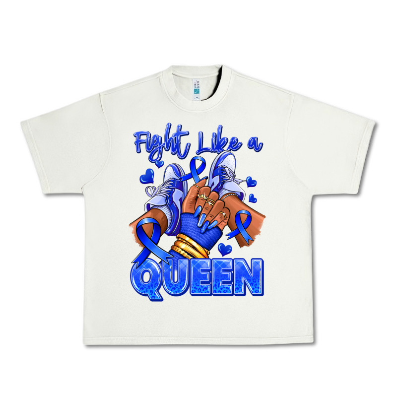 Fight Like A Queen Navy Blue Colon Cancer Afro Gir Urban Heavy Tee by RanaPortraitStore | Teevron