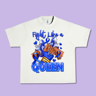 Fight Like A Queen Navy Blue Colon Cancer Afro Gir Urban Heavy Tee Designed By Ranaportraitstore