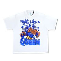 White fight like a queen navy blue colon cancer afro gir Urban Heavy Tee - RanaPortraitStore