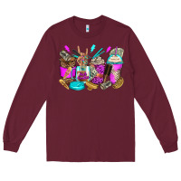 Burgundy hair hustler coffee cups Long Sleeve Tee - Zillion Design Studio