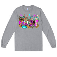 Heather Grey hair hustler coffee cups Long Sleeve Tee - Zillion Design Studio