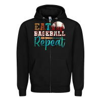 Black eat sleep baseball repeat Zipper Hoodie - HRA Design Shop