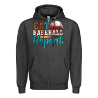 Eat Sleep Baseball Repeat Zipper Hoodie | Teevron