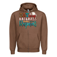 Chestnut eat sleep baseball repeat Zipper Hoodie - HRA Design Shop